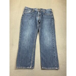 Travis Mathew Jeans Mens 38x27 Medium Wash Blue Straight Stretch Denim
